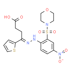 ChemSpider 2D Image | (4E)-4-{[2-(4-Morpholinylsulfonyl)-4-nitrophenyl]hydrazono}-4-(2-thienyl)butanoic acid | C18H20N4O7S2