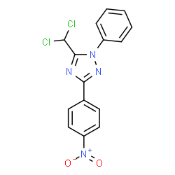 ChemSpider 2D Image | 5-(Dichloromethyl)-3-(4-nitrophenyl)-1-phenyl-1H-1,2,4-triazole | C15H10Cl2N4O2