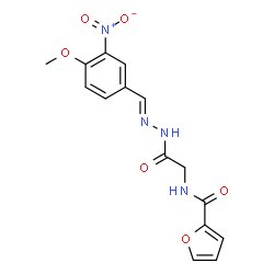 ChemSpider 2D Image | N-{2-[(2E)-2-(4-Methoxy-3-nitrobenzylidene)hydrazino]-2-oxoethyl}-2-furamide | C15H14N4O6