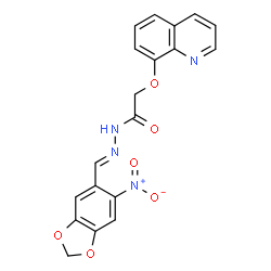 ChemSpider 2D Image | N'-[(E)-(6-Nitro-1,3-benzodioxol-5-yl)methylene]-2-(8-quinolinyloxy)acetohydrazide | C19H14N4O6