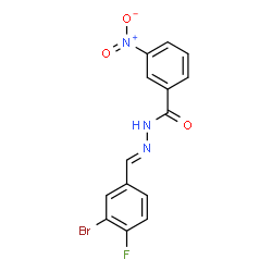 ChemSpider 2D Image | N'-[(E)-(3-Bromo-4-fluorophenyl)methylene]-3-nitrobenzohydrazide | C14H9BrFN3O3