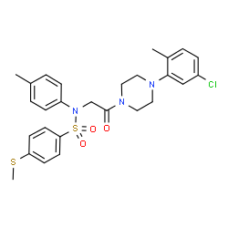 ChemSpider 2D Image | N-{2-[4-(5-Chloro-2-methylphenyl)-1-piperazinyl]-2-oxoethyl}-N-(4-methylphenyl)-4-(methylsulfanyl)benzenesulfonamide | C27H30ClN3O3S2