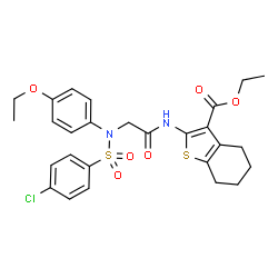 ChemSpider 2D Image | Ethyl 2-({N-[(4-chlorophenyl)sulfonyl]-N-(4-ethoxyphenyl)glycyl}amino)-4,5,6,7-tetrahydro-1-benzothiophene-3-carboxylate | C27H29ClN2O6S2