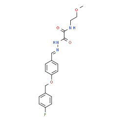 ChemSpider 2D Image | 2-[(2E)-2-{4-[(4-Fluorobenzyl)oxy]benzylidene}hydrazino]-N-(2-methoxyethyl)-2-oxoacetamide | C19H20FN3O4