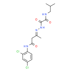 ChemSpider 2D Image | (3E)-N-(2,4-Dichlorophenyl)-3-{[(isobutylamino)(oxo)acetyl]hydrazono}butanamide | C16H20Cl2N4O3
