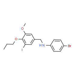 ChemSpider 2D Image | 4-Bromo-N-(3-iodo-5-methoxy-4-propoxybenzyl)aniline | C17H19BrINO2