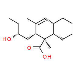 ChemSpider 2D Image | (1R,2R,4aS,8aS)-2-[(2R)-2-Hydroxybutyl]-1,3-dimethyl-1,2,4a,5,6,7,8,8a-octahydro-1-naphthalenecarboxylic acid | C17H28O3