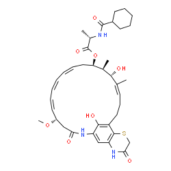 ChemSpider 2D Image | (5S,6Z,8Z,10Z,13R,14S,15S,16Z)-15,28-Dihydroxy-5-methoxy-14,16-dimethyl-3,24-dioxo-22-thia-2,25-diazatricyclo[18.7.1.0~21,26~]octacosa-1(28),6,8,10,16,20,26-heptaen-13-yl N-(cyclohexylcarbonyl)-L-alan
inate | C38H51N3O8S