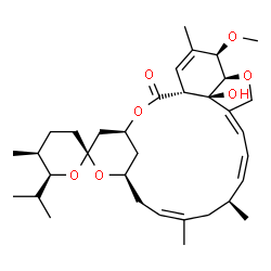 ChemSpider 2D Image | (1'R,2R,4'S,5S,6S,8'R,10'Z,13'S,14'Z,16'Z,20'R,21'R,24'R)-24'-Hydroxy-6-isopropyl-21'-methoxy-5,11',13',22'-tetramethyl-3,4,5,6-tetrahydro-2'H-spiro[pyran-2,6'-[3,7,19]trioxatetracyclo[15.6.1.1~4,8~.0
~20,24~]pentacosa[10,14,16,22]tetraen]-2'-one | C34H50O7