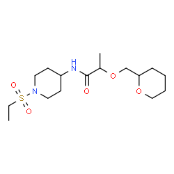 ChemSpider 2D Image | N-[1-(Ethylsulfonyl)-4-piperidinyl]-2-(tetrahydro-2H-pyran-2-ylmethoxy)propanamide | C16H30N2O5S