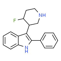 ChemSpider 2D Image | 3-(4-Fluoro-3-piperidinyl)-2-phenyl-1H-indole | C19H19FN2