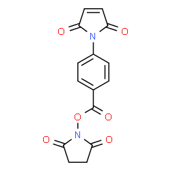 ChemSpider 2D Image | 1-(4-{[(2,5-Dioxo-1-pyrrolidinyl)oxy]carbonyl}phenyl)-1H-pyrrole-2,5-dione | C15H10N2O6
