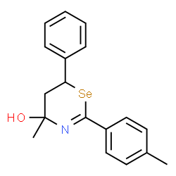 ChemSpider 2D Image | 4-Methyl-2-(4-methylphenyl)-6-phenyl-5,6-dihydro-4H-1,3-selenazin-4-ol | C18H19NOSe