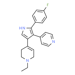 ChemSpider 2D Image | 4-[4-(1-Ethyl-1,2,3,6-tetrahydro-4-pyridinyl)-2-(4-fluorophenyl)-1H-pyrrol-3-yl]pyridine | C22H22FN3