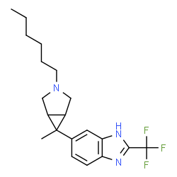 ChemSpider 2D Image | 6-(3-Hexyl-6-methyl-3-azabicyclo[3.1.0]hex-6-yl)-2-(trifluoromethyl)-1H-benzimidazole | C20H26F3N3