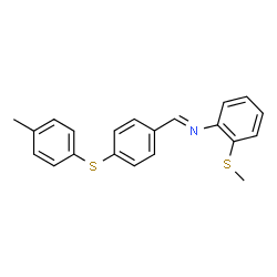ChemSpider 2D Image | (E)-1-{4-[(4-Methylphenyl)sulfanyl]phenyl}-N-[2-(methylsulfanyl)phenyl]methanimine | C21H19NS2
