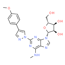 ChemSpider 2D Image | 2-[4-(4-Methoxyphenyl)-1H-pyrazol-1-yl]-N-methyladenosine | C21H23N7O5