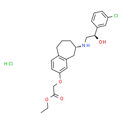 ChemSpider 2D Image | Ethyl {[(8S)-8-{[(2R)-2-(3-chlorophenyl)-2-hydroxyethyl]amino}-6,7,8,9-tetrahydro-5H-benzo[7]annulen-2-yl]oxy}acetate hydrochloride (1:1) | C23H29Cl2NO4