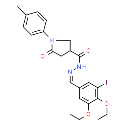 ChemSpider 2D Image | N'-[(Z)-(3,4-Diethoxy-5-iodophenyl)methylene]-1-(4-methylphenyl)-5-oxo-3-pyrrolidinecarbohydrazide | C23H26IN3O4
