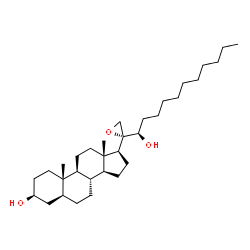 ChemSpider 2D Image | (3S,5S,8R,9S,10S,13S,14S,17S)-17-{(2R)-2-[(1R)-1-Hydroxyundecyl]-2-oxiranyl}-10,13-dimethylhexadecahydro-1H-cyclopenta[a]phenanthren-3-ol | C32H56O3