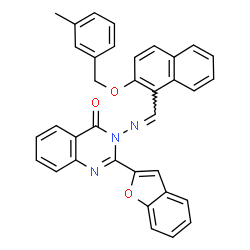 ChemSpider 2D Image | 2-(1-Benzofuran-2-yl)-3-[({2-[(3-methylbenzyl)oxy]-1-naphthyl}methylene)amino]-4(3H)-quinazolinone | C35H25N3O3