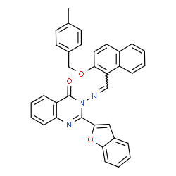 ChemSpider 2D Image | 2-(1-Benzofuran-2-yl)-3-[({2-[(4-methylbenzyl)oxy]-1-naphthyl}methylene)amino]-4(3H)-quinazolinone | C35H25N3O3