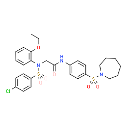 ChemSpider 2D Image | N-[4-(1-Azepanylsulfonyl)phenyl]-N~2~-[(4-chlorophenyl)sulfonyl]-N~2~-(2-ethoxyphenyl)glycinamide | C28H32ClN3O6S2