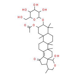 ChemSpider 2D Image | 12-(Hexopyranosyloxy)-6-hydroxy-3,8a,8b,11,11,14a-hexamethyl-1-oxo-1,2,2a,3,4,7,8,8a,8b,9,10,10a,11,12,13,14,14a,14b,15,16-icosahydrophenanthro[2',1':4,5]indeno[7a,1-c]pyran-13-yl acetate | C38H58O11