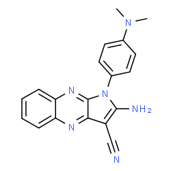 ChemSpider 2D Image | 2-Amino-1-[4-(dimethylamino)phenyl]-1H-pyrrolo[2,3-b]quinoxaline-3-carbonitrile | C19H16N6