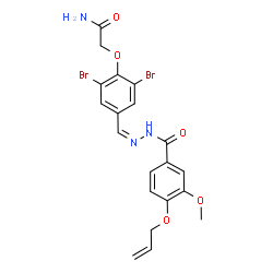 ChemSpider 2D Image | 2-{4-[(Z)-{[4-(Allyloxy)-3-methoxybenzoyl]hydrazono}methyl]-2,6-dibromophenoxy}acetamide | C20H19Br2N3O5