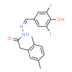 ChemSpider 2D Image | 2-(2,5-Dimethylphenyl)-N'-[(Z)-(4-hydroxy-3,5-diiodophenyl)methylene]acetohydrazide | C17H16I2N2O2