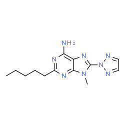 ChemSpider 2D Image | 9-Methyl-2-pentyl-8-(2H-1,2,3-triazol-2-yl)-9H-purin-6-amine | C13H18N8