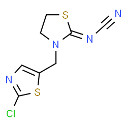 ChemSpider 2D Image | {(2Z)-3-[(2-Chloro-1,3-thiazol-5-yl)methyl]-1,3-thiazolidin-2-ylidene}cyanamide | C8H7ClN4S2
