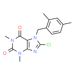 ChemSpider 2D Image | 8-Chloro-7-(2,4-dimethylbenzyl)-1,3-dimethyl-3,7-dihydro-1H-purine-2,6-dione | C16H17ClN4O2