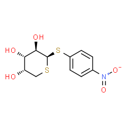ChemSpider 2D Image | 4-Nitrophenyl 1,5-dithio-beta-L-arabinopyranoside | C11H13NO5S2