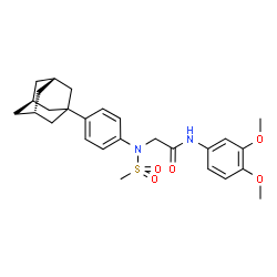 ChemSpider 2D Image | N~2~-{4-[(3s,5s,7s)-Adamantan-1-yl]phenyl}-N-(3,4-dimethoxyphenyl)-N~2~-(methylsulfonyl)glycinamide | C27H34N2O5S