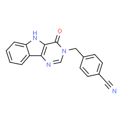 ChemSpider 2D Image | 4-[(4-Oxo-4,5-dihydro-3H-pyrimido[5,4-b]indol-3-yl)methyl]benzonitrile | C18H12N4O
