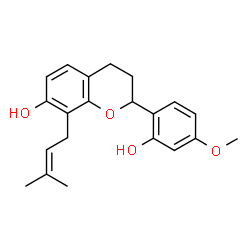 ChemSpider 2D Image | 2-(2-Hydroxy-4-methoxyphenyl)-8-(3-methyl-2-buten-1-yl)-7-chromanol | C21H24O4