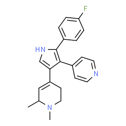 ChemSpider 2D Image | 4-[4-(1,6-Dimethyl-1,2,3,6-tetrahydro-4-pyridinyl)-2-(4-fluorophenyl)-1H-pyrrol-3-yl]pyridine | C22H22FN3