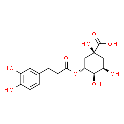 ChemSpider 2D Image | (1S,3R,4R,5R)-3-{[3-(3,4-Dihydroxyphenyl)propanoyl]oxy}-1,4,5-trihydroxycyclohexanecarboxylic acid | C16H20O9