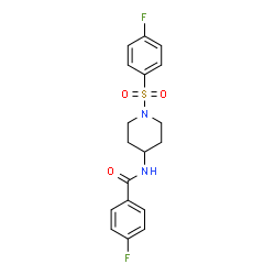 ChemSpider 2D Image | 4-Fluoro-N-{1-[(4-fluorophenyl)sulfonyl]-4-piperidinyl}benzamide | C18H18F2N2O3S