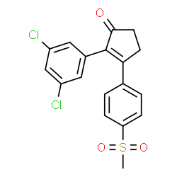 ChemSpider 2D Image | 2-(3,5-Dichlorophenyl)-3-[4-(methylsulfonyl)phenyl]-2-cyclopenten-1-one | C18H14Cl2O3S