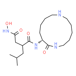 ChemSpider 2D Image | N~4~-Hydroxy-2-isobutyl-N~1~-[(9R)-8-oxo-1,7-diazacyclotridecan-9-yl]succinamide | C19H36N4O4