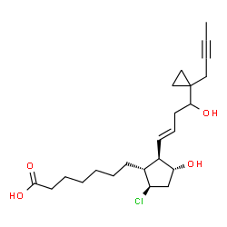 ChemSpider 2D Image | 7-[(1R,2R,3R,5R)-2-{(1E)-4-[1-(2-Butyn-1-yl)cyclopropyl]-4-hydroxy-1-buten-1-yl}-5-chloro-3-hydroxycyclopentyl]heptanoic acid | C23H35ClO4