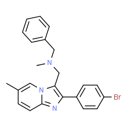 ChemSpider 2D Image | N-Benzyl-1-[2-(4-bromophenyl)-6-methylimidazo[1,2-a]pyridin-3-yl]-N-methylmethanamine | C23H22BrN3