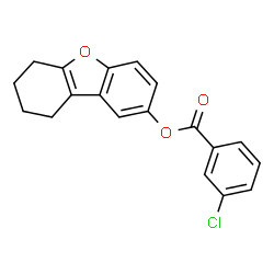 ChemSpider 2D Image | 6,7,8,9-Tetrahydrodibenzo[b,d]furan-2-yl 3-chlorobenzoate | C19H15ClO3