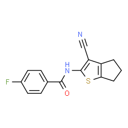 ChemSpider 2D Image | N-(3-Cyano-5,6-dihydro-4H-cyclopenta[b]thiophen-2-yl)-4-fluorobenzamide | C15H11FN2OS