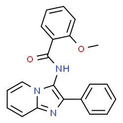 ChemSpider 2D Image | 2-Methoxy-N-(2-phenylimidazo[1,2-a]pyridin-3-yl)benzamide | C21H17N3O2