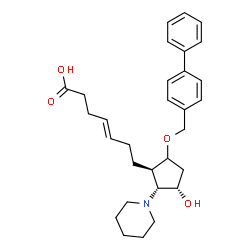 ChemSpider 2D Image | (4E)-7-[(1R,2R,3S)-5-(4-Biphenylylmethoxy)-3-hydroxy-2-(1-piperidinyl)cyclopentyl]-4-heptenoic acid | C30H39NO4