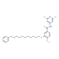 ChemSpider 2D Image | N-(2,6-Dichloro-4-pyridinyl)-4-methoxy-3-[(11-phenylundecyl)oxy]benzamide | C30H36Cl2N2O3